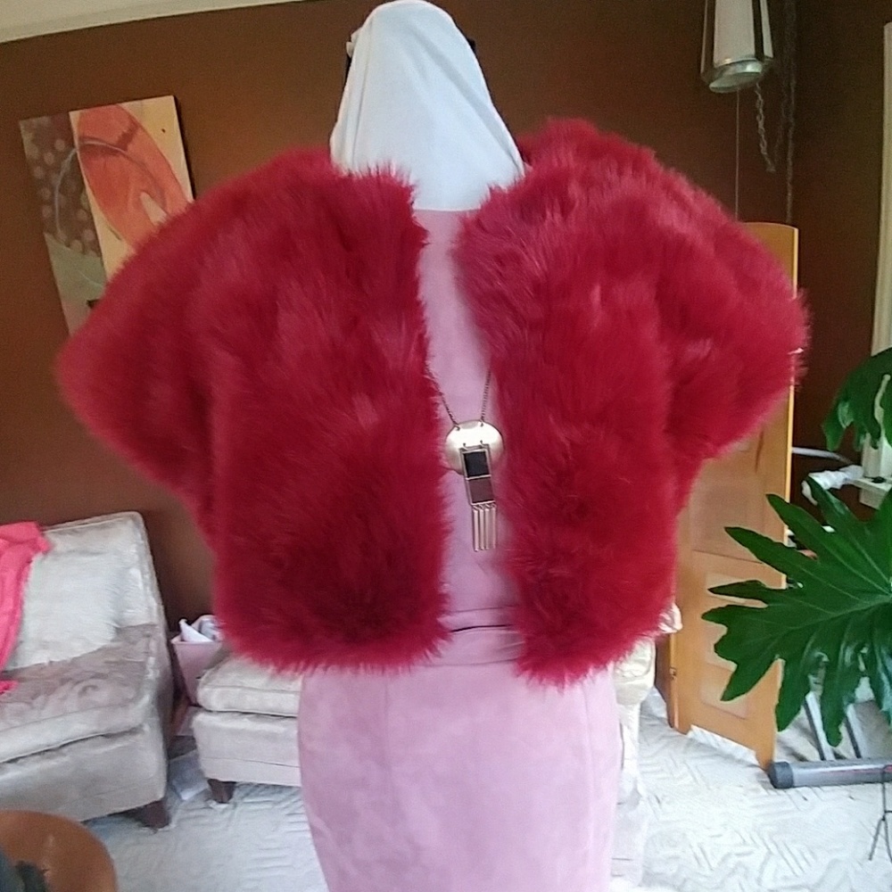 NEW Italian Retro Faux Fur Chubby Jacket Bolero